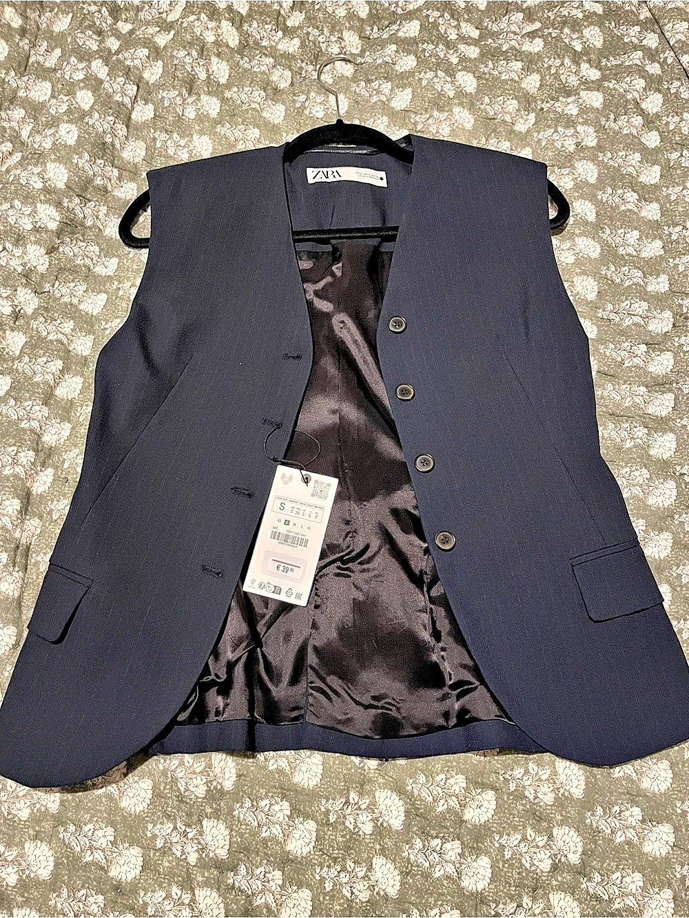 Zara Pinstripe Vest - Navy - Small - NWT